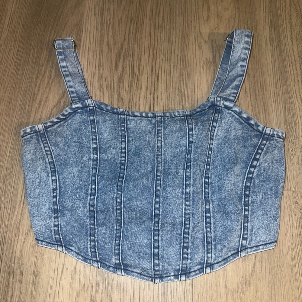 Denim Corset Crop‎ Top Western Concert Summer